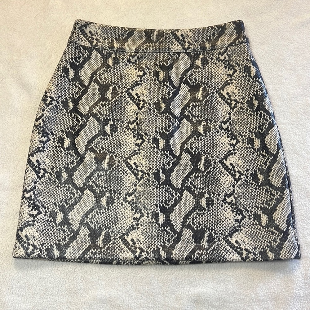 Vylette faux snake skin fitted mini skirt